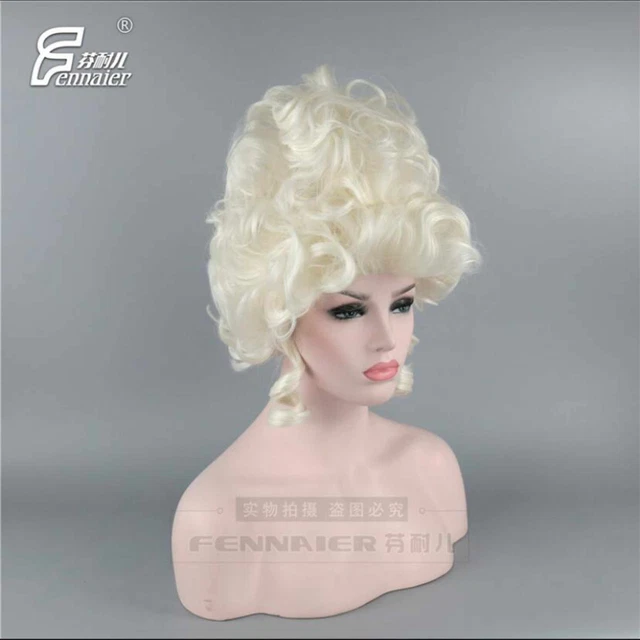 Crema Oro Blanco Niña Fleeciess Rizo Corto Cabello Peluca Pelucas Cabello