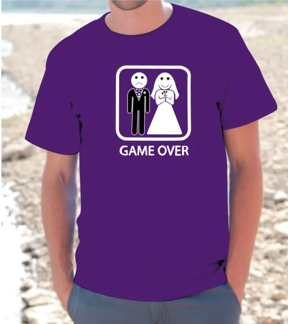 T-SHIRT MAGLIETTA GAME OVER SPOSI ADDIO NUBILATO CELIBATO UOMO DONNA married