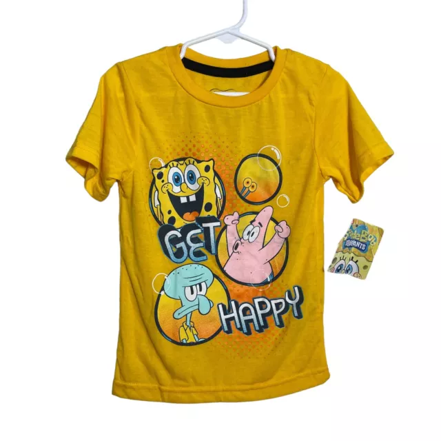 Spongebob T-Shirt Boy's 5/6 Yellow Short Sleeve Graphic Tee NWT