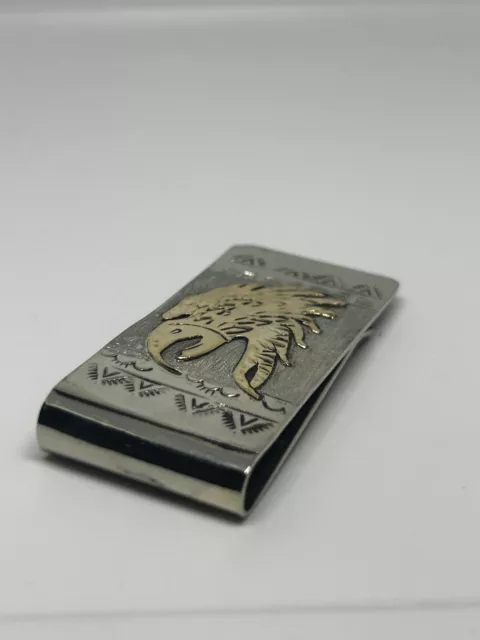 Navajo Native American Sterling Silver 12Kg Gold Filled Money Clip By Genevieve