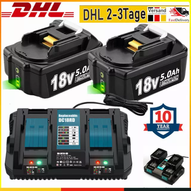 2x 18V 6Ah Akku Für Makita BL1830 BL1820 DDF480 Led Anzeige + Doppelladegerät