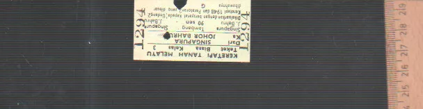 (k4757)   Singapur Johore Fahrkarte wie abgebildet