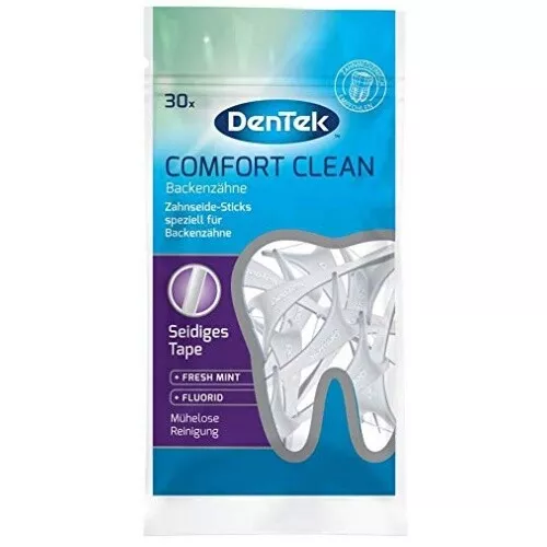 1 x 30 Stk. Dentek Comfort Clean Zahnseide Sticks, speziell für Backenzähne - Z