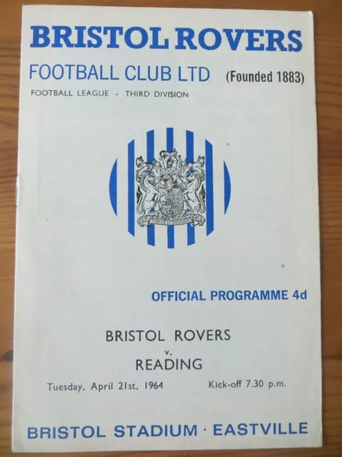 1963/64 Bristol Rovers v Reading League Division 3 programme