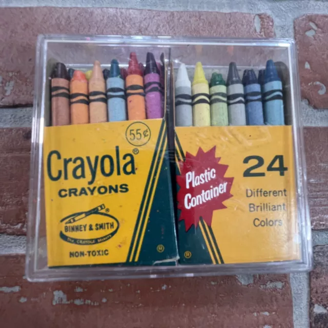 Vintage Binney & Smith Crayola Crayons 24 CT in Original Plastic Container