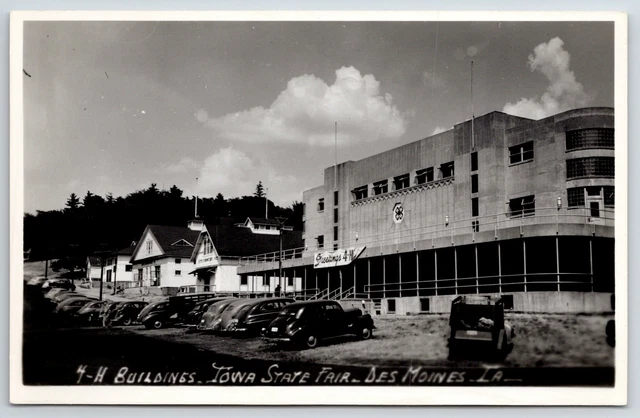 DES MOINES IOWA State Fairgrounds~4-H Pavilion & Dormitories RPPC 1940s