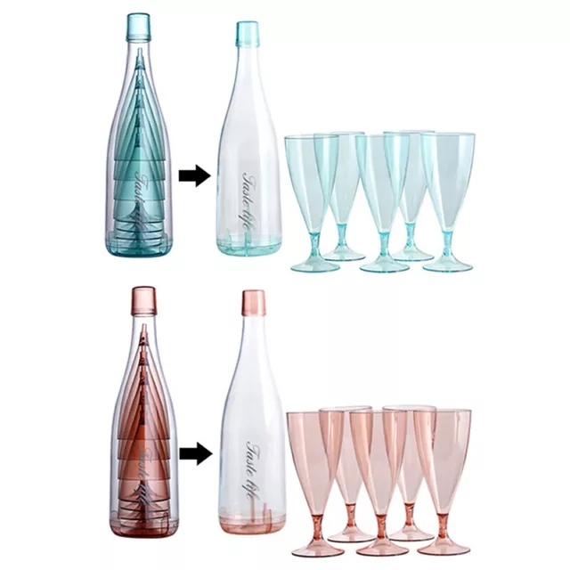 6Pcs/Set Plastic Champagne Cup With Bottle Cold Drink Juice Cups For Party