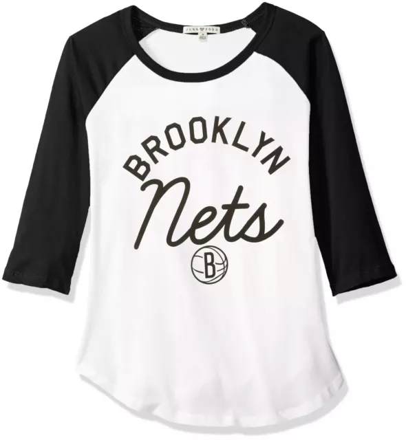 NBA Brooklyn Nets Women's All American Raglan T-Shirt, Large, Electric White/...