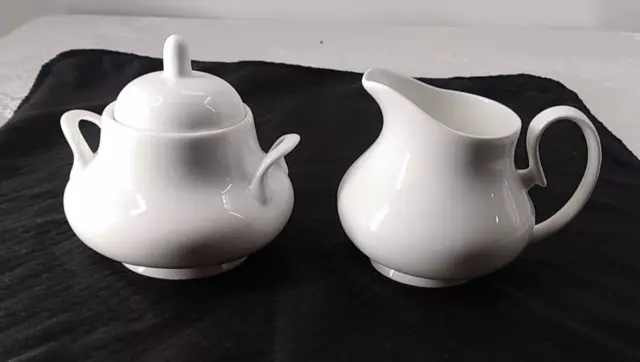 Fitz & Floyd Nevaeh White Sugar Bowl Lid Creamer Bone China