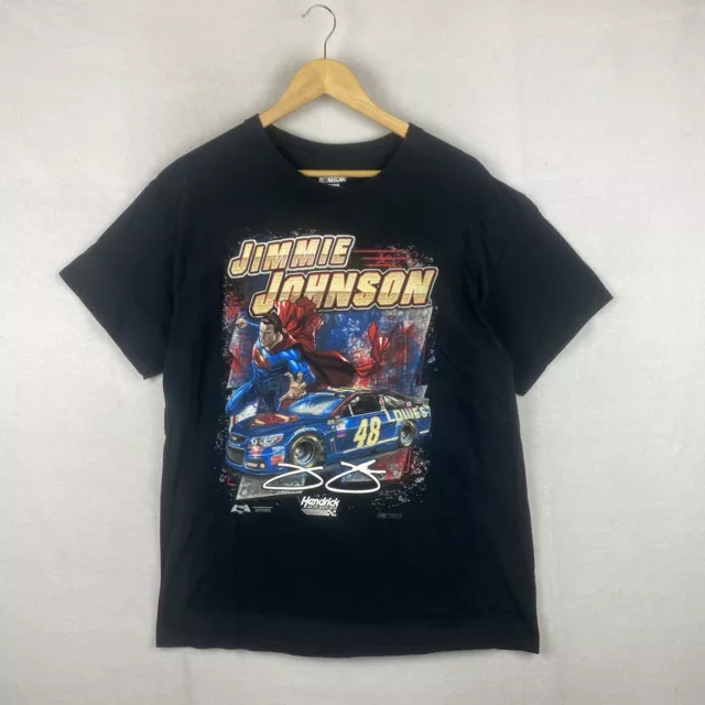 Nascar Tee Shirt Jimmie Johnson Hendrick Motorsports Cars 100% Cotton Black L