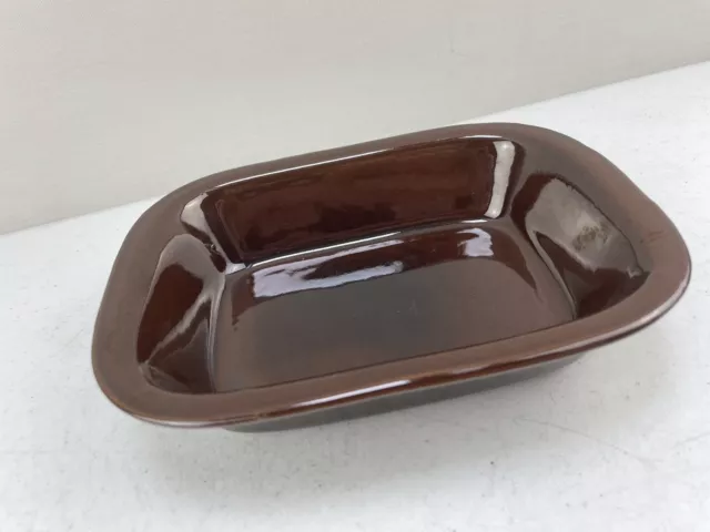 Vintage Brown Glazed Pie Roaster Roasting Dish-Rectangle-19.5 X 15 X 4.5 Cm Vgc