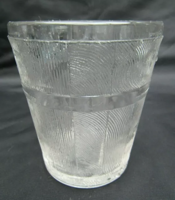 1880s EAPG Pattern Glass Bryce, Higbee Wooden Pail, Oaken Barrel Tumbler