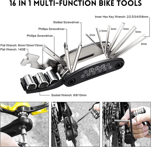 Outil De Réparation Vélo Pliable Multifonction 16 En 1 ROCKBROS - Pour Dépannage Rapide En Randonnée