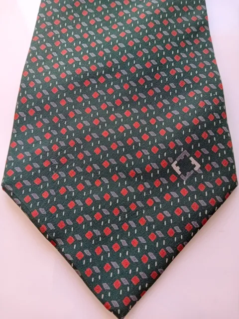 SALVATORE FERRAGAMO vintage green-red tie. 100% silk. Made it Italy