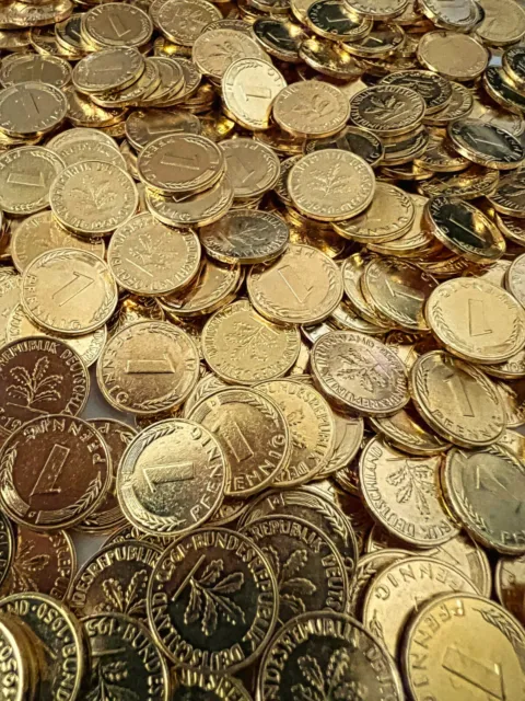 1-Pfennig echt vergoldet - Glückspfennig, Goldpfennig, Geburtstagspfennig...