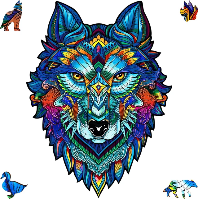 UNIDRAGON Wooden Jigsaw Puzzles Majestic Wolf 185 Pieces M