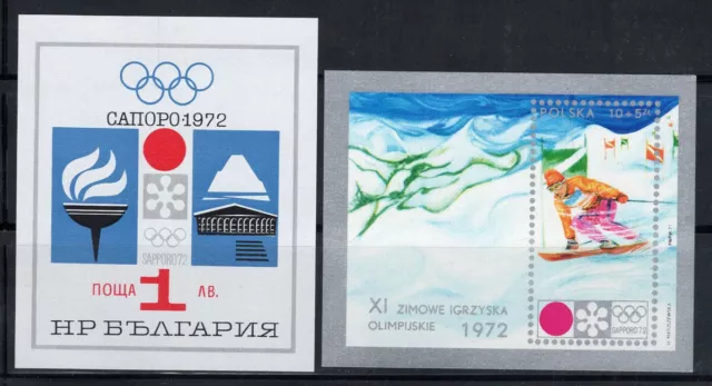 Jeux olympiques 1972 Mi. Bl.33, 49 Bloc Feuillet 100% Neuf ** Bulgarie, Pologne