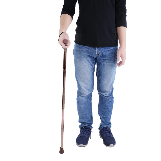 Bastone da passeggio pieghevole per anziani guida bastoncino cieco stampella bronzo SLS
