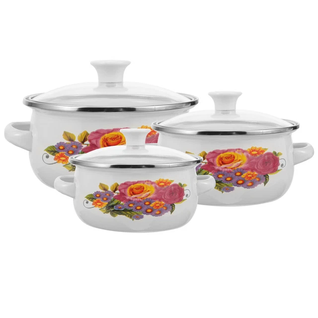 3 un. olla apilable de cocina colorida flor chaqueta caldera