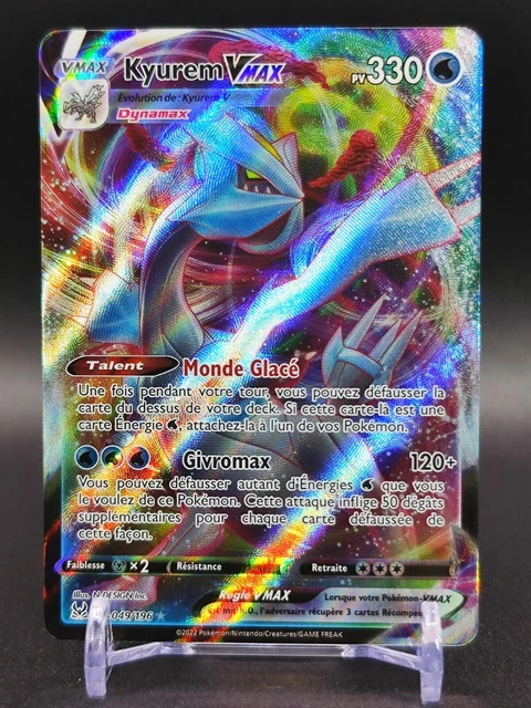 Carte Pokémon Kyurem VMAX 049/196 – Double Rare (RR) – Origine Perdue – Neuve, Protégée Sous Sleeve Et Top-loader