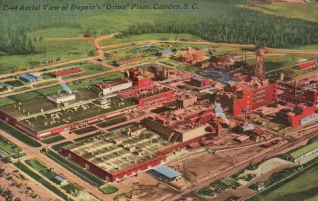 Aerial View of Camden Dupont Plant South Carolina - Old Vintage Linen Postcard