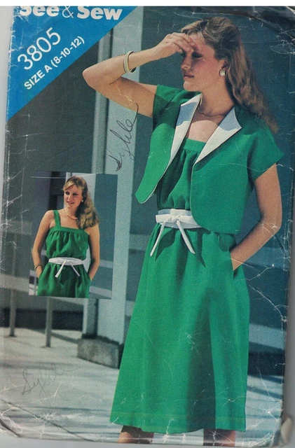 3805 Butterick Sewing Pattern Misses Loose Fitting Jacket Dress See Sew 80s OOP
