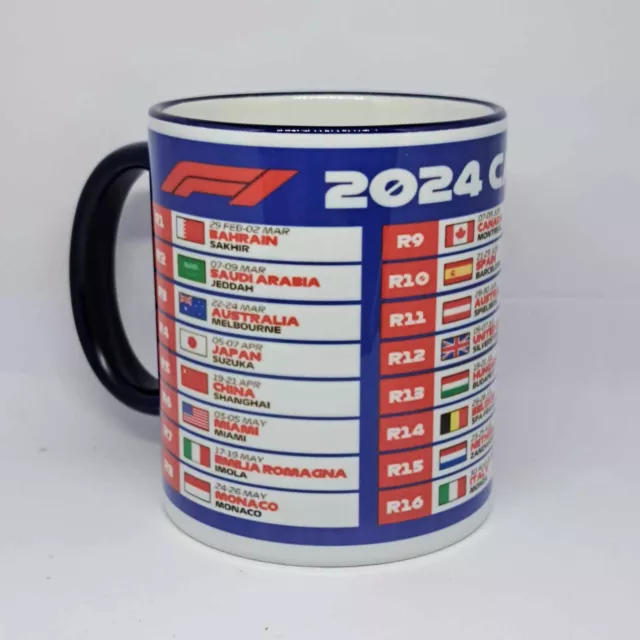 F1 2024 Race Calendar Mug Cup Formula One Personalised Gift Christmas Present cu