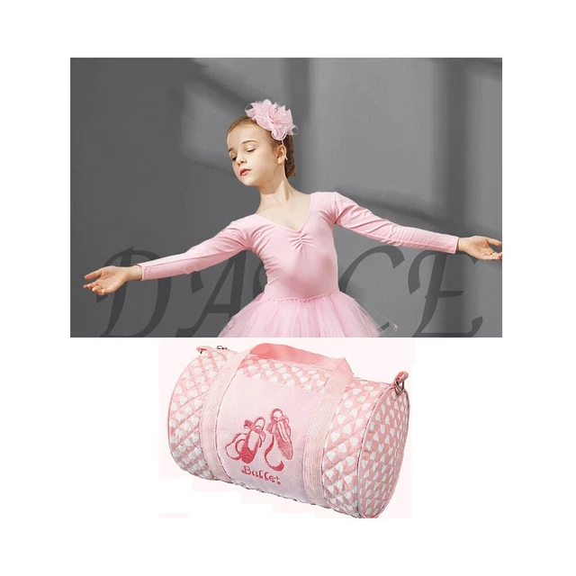 Pink Ballet Bag for Girls Embroidered Pink Dots Ballet Bag for Little Girls