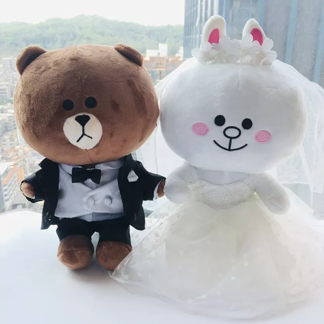 Hot Line Friends Brown Cony Plush Dolls Bear Gifts Toy Cute Wedding Costume New