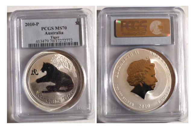 Australie - 2010-LUNAR II - TIGER - 1 OZ SILVER 99.9% - PCGS MS 70.
