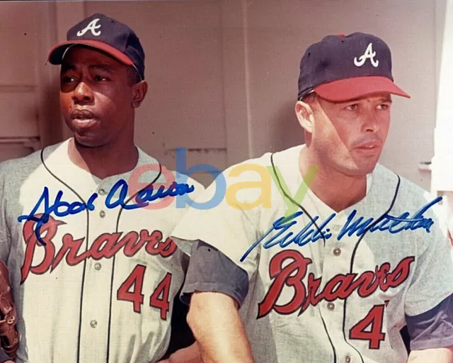 Eddie Mathews & Hank Aaron Signed & Autograph 8 x10 Photo reprint