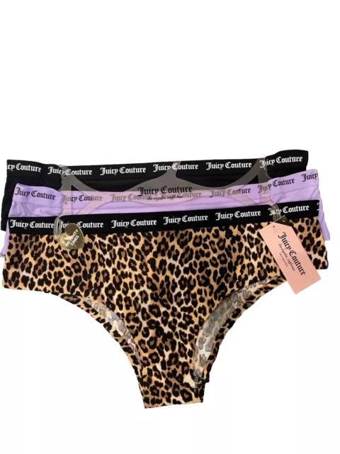 Juicy Couture 3 Pck Women Cheeky Boyshort Underwear Panties Polyester Blen  Sz 1X