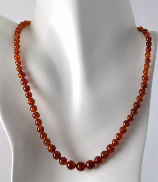 Jay King DRT Graduated Amber Bead w/Sterling Silver Clasp 18" Necklace