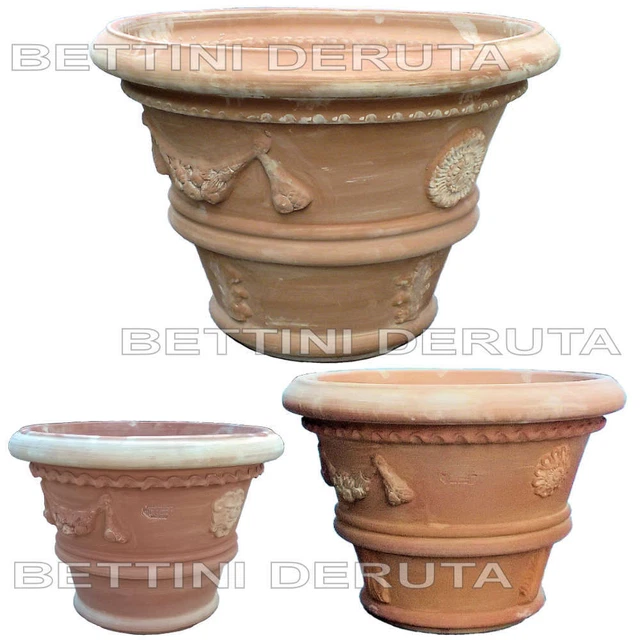 Set 2 Fioriere Terracotta Siena Conca Limoni - Ø48cm, Resistente Al GelO