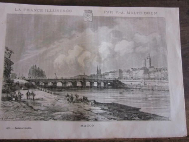 GRAVURE SUR BOIS 19 ème DE MALTE BRUN MACON SAONE ET LOIRE