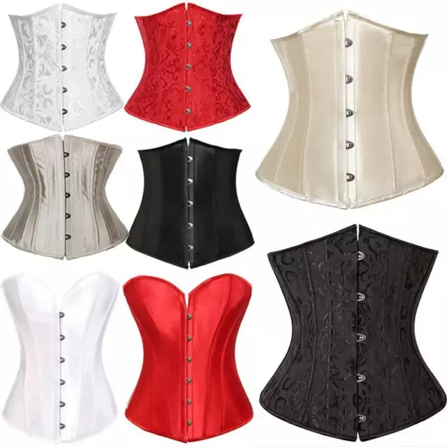 Damen Sexy Korsett Steampunk Gothic Unter brust Bustier Top Corsage Mieder Slim