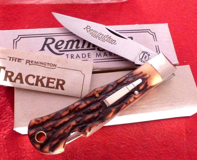 Remington USA 4.5" Closed 1990 R1306 TRACKER Lockback Lock Blade knife MIB re