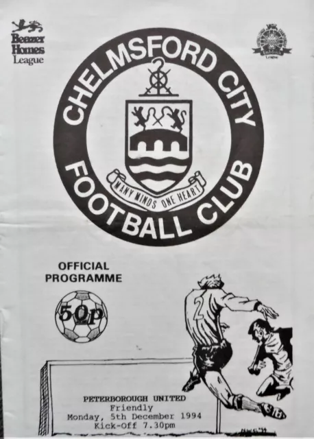 Chelmsford City V Peterborough United 5/12/1994 Friendly 