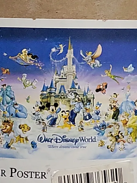 Walt Disney World Character Poster Where Dreams Come True NEW RV $133! METALLIC