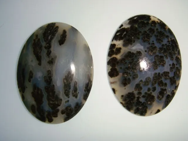 2 Old Medicine Bow Plume Agate  31 X 40 Mm Oval Cabochons   Wyoming    90 Carats