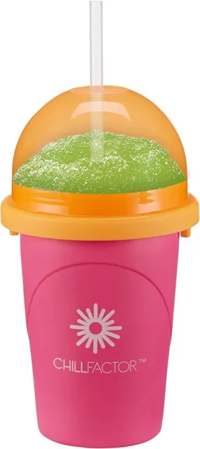 Chillfactor Neon Slushy Maker Pink Reusable Homemade Slushies Squeeze Cup New