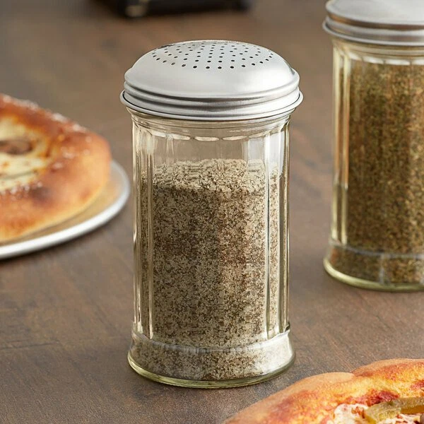 American Metalcraft GLA318 12 oz. Glass Dredge / Shaker with Stainless Steel Lid