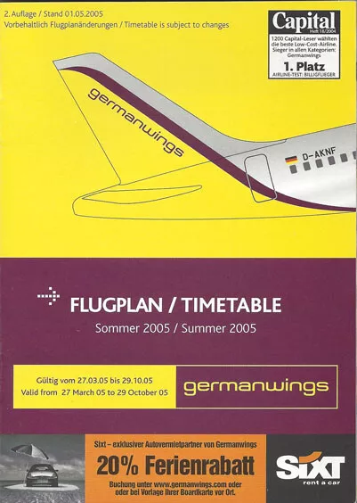 Germanwings system timetable 3/27/05 [2011] Buy 4+ save 25%