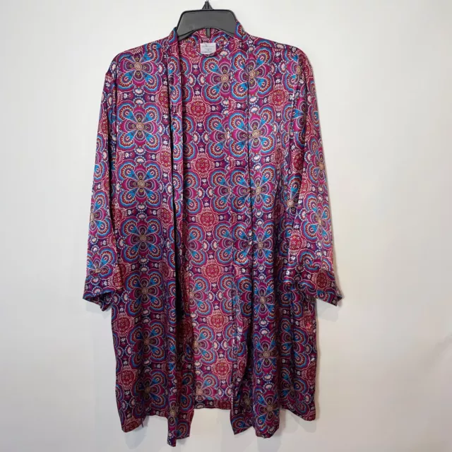 Cabernet Sleepwear Womens Floral Kimono Robe Multicolor S Long Sleeve Pockets