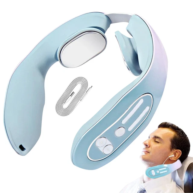 Masajeador de cuello de actualización OUGPIU degradado azul 4 modos e intensidad de 12 niveles