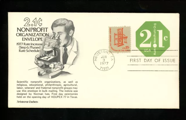 US FDC #U578 Aristocrat 1977 Houston TX Non Profit 2.1 Cents