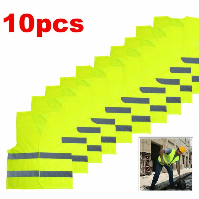 10 giubbotti di avvertimento giallo neon gilet incidente gilet di sicurezza dimensioni standard auto
