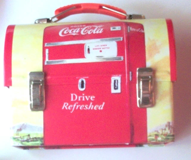 Coca Cola  Mini Tin Lunch Box /  Retro Design With With 50'S Vending Machine