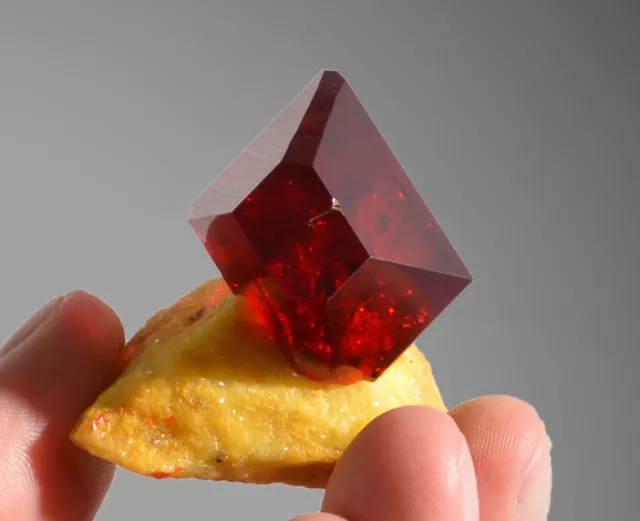 Pruskite Ruby Red Crystals on Matrix From Poland Specimen Shiny Lustrous 