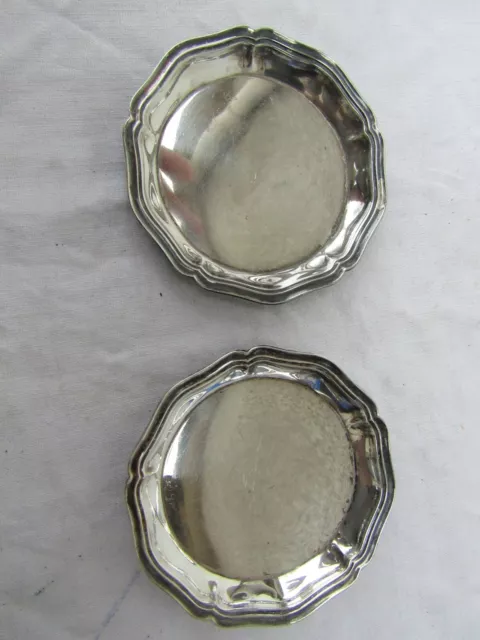 paire coupelles dessous de verre en metal argente christofle  diametre 8.7 cm